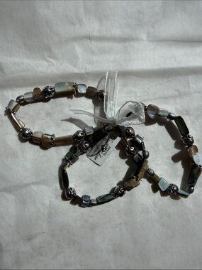 Park Lane Iridescent Gray Beaded Stretch Bracelet Set of 3
